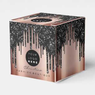 Custom Logo Glitter Black Drips Boutique Rose Glam Favour Box