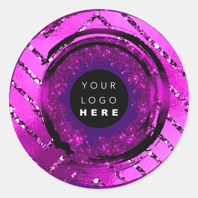 Custom Logo Glitter Purple Tester Sample Container Classic Round Sticker (Front)