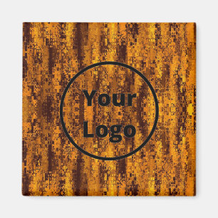 Custom logo gold and black pixel pattern magnet