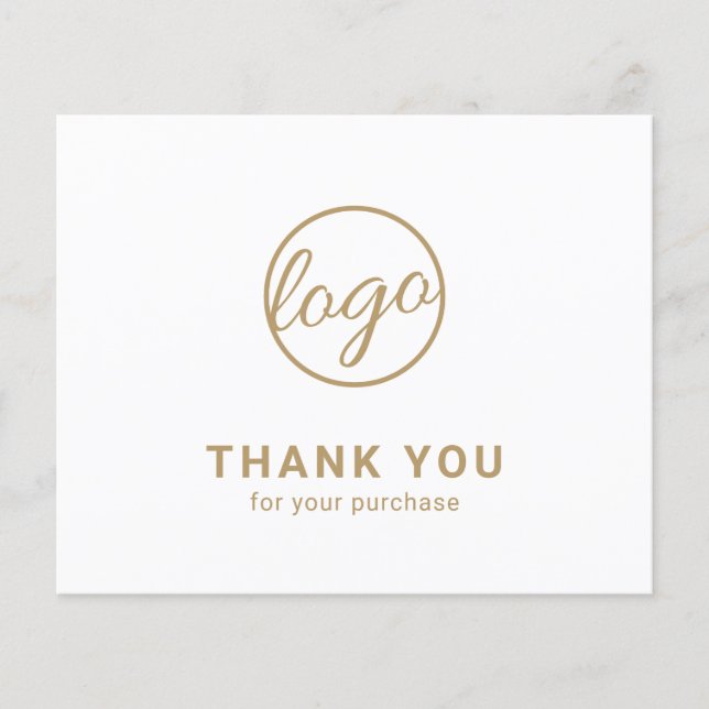 Custom Logo Gold Budget Thank You Card (Front)