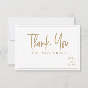 Custom Logo Gold Business Thank you for you order Card