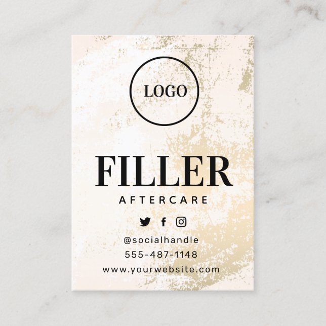 Custom Logo Gold Filler Aftercare Card  (Front)