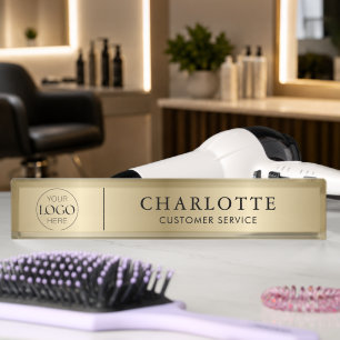 Custom Logo Gold Print Salon & Spa Professional Nameplate