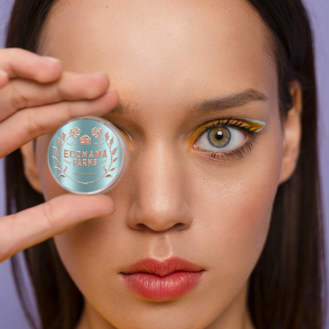 Custom Logo Gold Teal Mint Tester Sample Rose Classic Round Sticker (Custom Logo Gold Teal Mint Tester Sample Rose Classic Round Sticker)