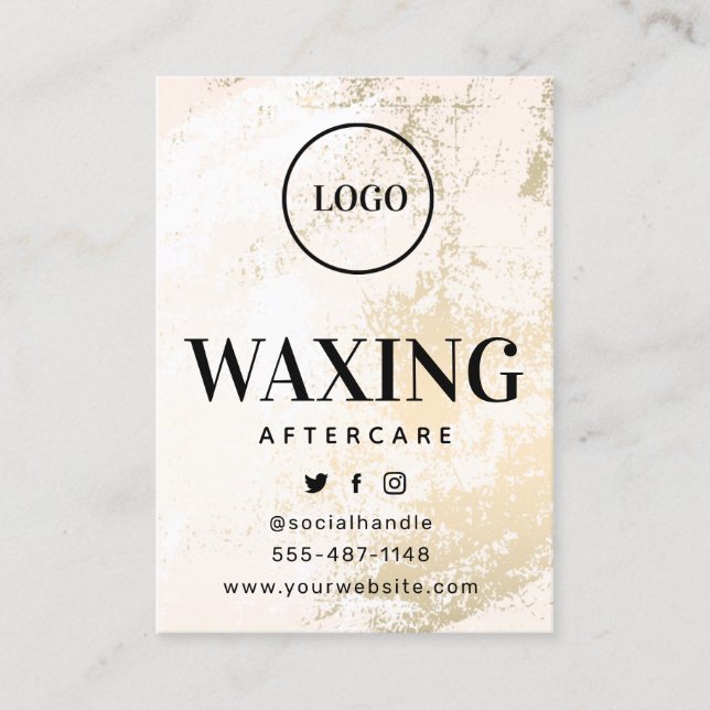 Custom Logo Gold Waxing Aftercare Card (Front)