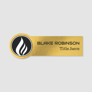 Custom logo gradient gold minimalist name tag