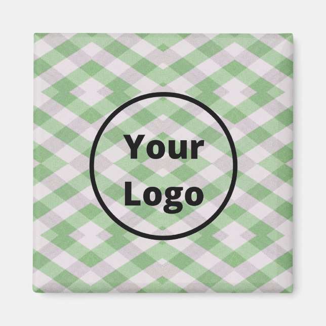 Custom logo green and white geometric print magnet (Front)