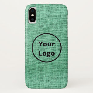 Custom logo green burlap iPhone x case