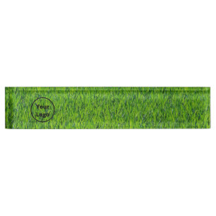 Custom logo green grass nameplate