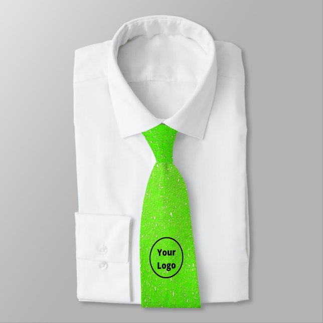 Custom logo green rough surface print tie (Tied)