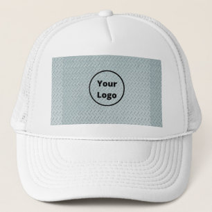 Custom logo grey metal print trucker hat