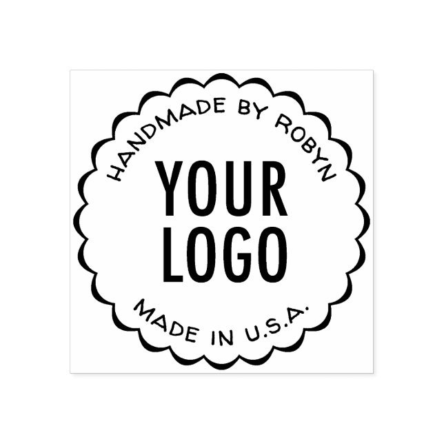 Custom Logo Handmade By Rubber Stamp Scalloped (Imprint)