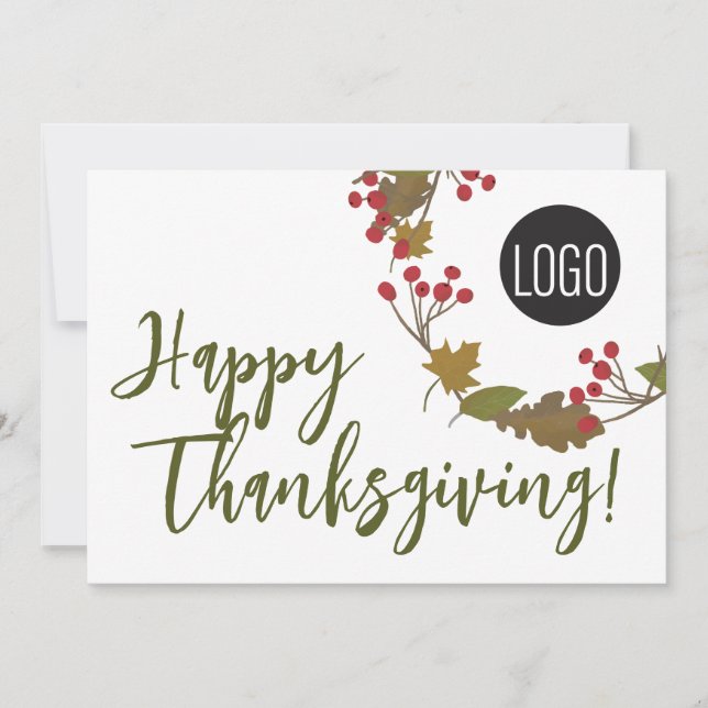 Custom logo Happy Thanksgiving From Business  Holiday Card (Front)