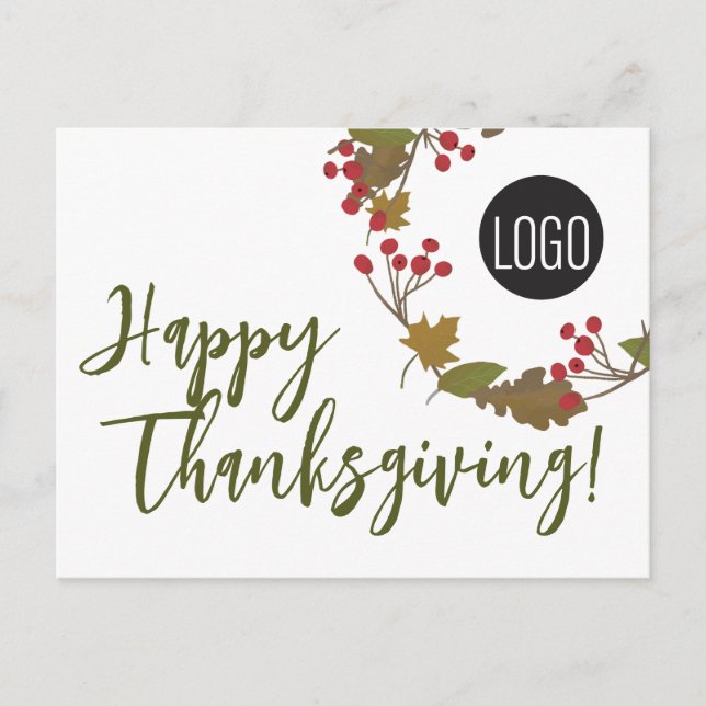 Custom logo Happy Thanksgiving From Business  Holiday Postcard (Front)