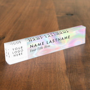 Custom Logo Holographic Pastel Colours Modern Ligh Nameplate