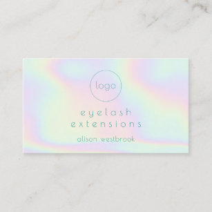 Custom logo holographic rainbow lash extensions business card