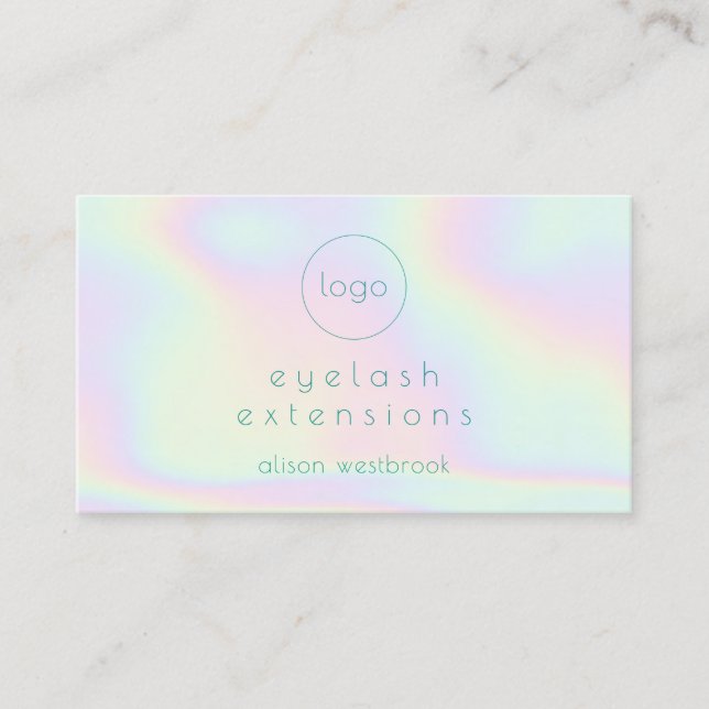 Custom logo holographic rainbow lash extensions business card (Front)