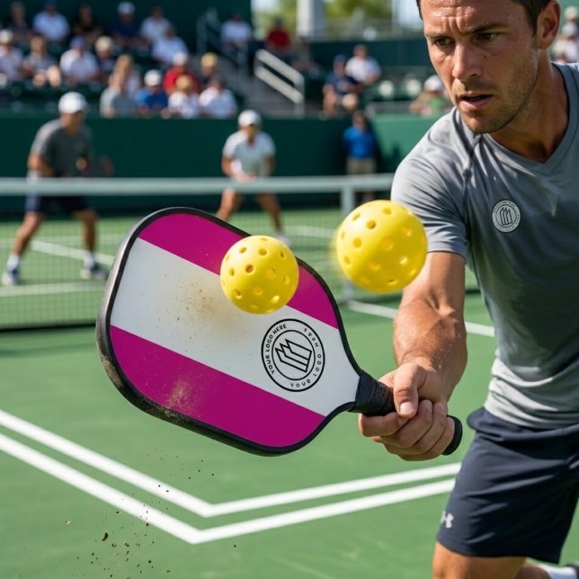 Custom Logo Hot Pink and White Pickleball Paddle (Creator Uploaded)