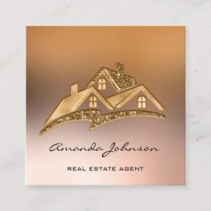 Custom Logo House Real Estate Agent Home Unique Square Business Card