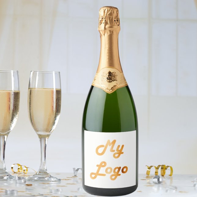 Custom logo image business white sparkling wine label (Creator Uploaded)