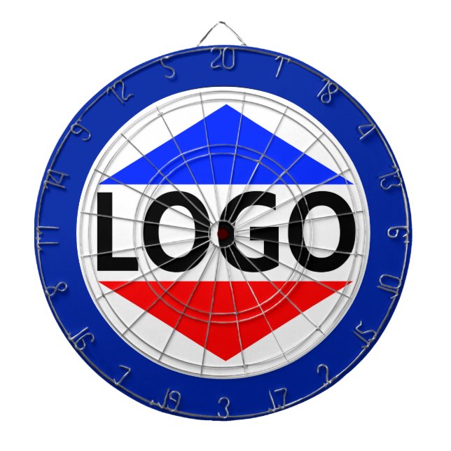 Custom Logo Image with Round Blue Frame Dartboard (Front)