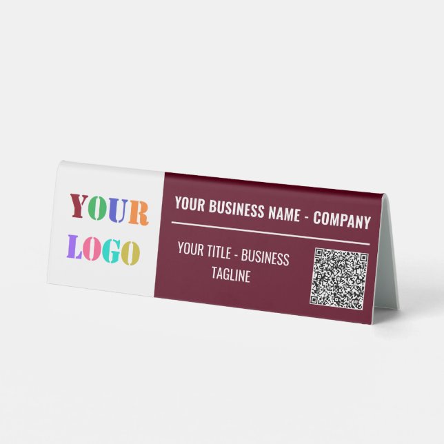 Custom Logo Info QR Code Business Table Tent Sign (Back)
