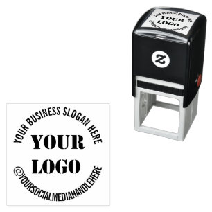 Custom Logo Info Social Media Round Stamp Template