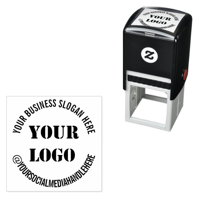 Custom Logo Info Social Media Round Stamp Template (In Situ)