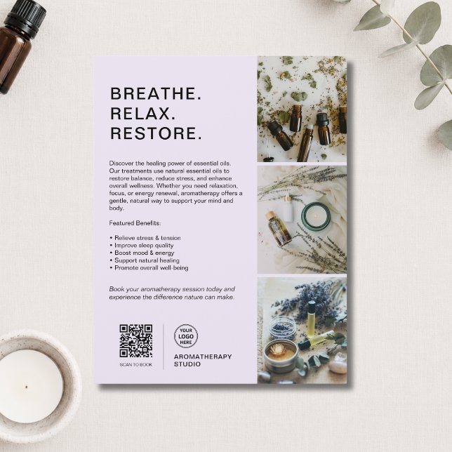 Custom Logo Lavender Aromatherapy Spa Business  Flyer (Custom Logo Lavender Aromatherapy Spa Business Flyer)
