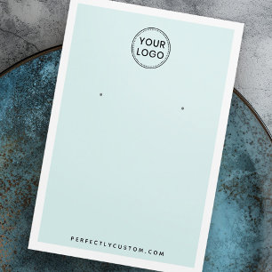 Custom logo light aqua blue earring display card