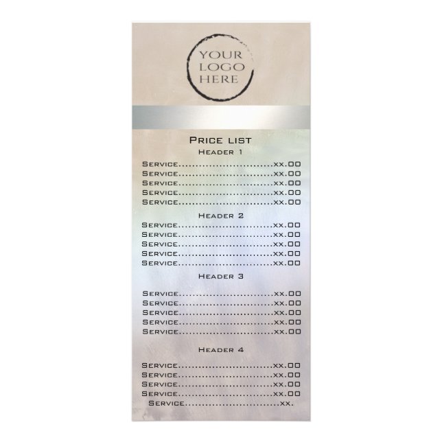 Custom logo luxury pearl holographic menu card (Front)