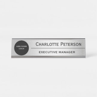 Custom Logo Luxury Silver Metal Executive  Desk Name Plate