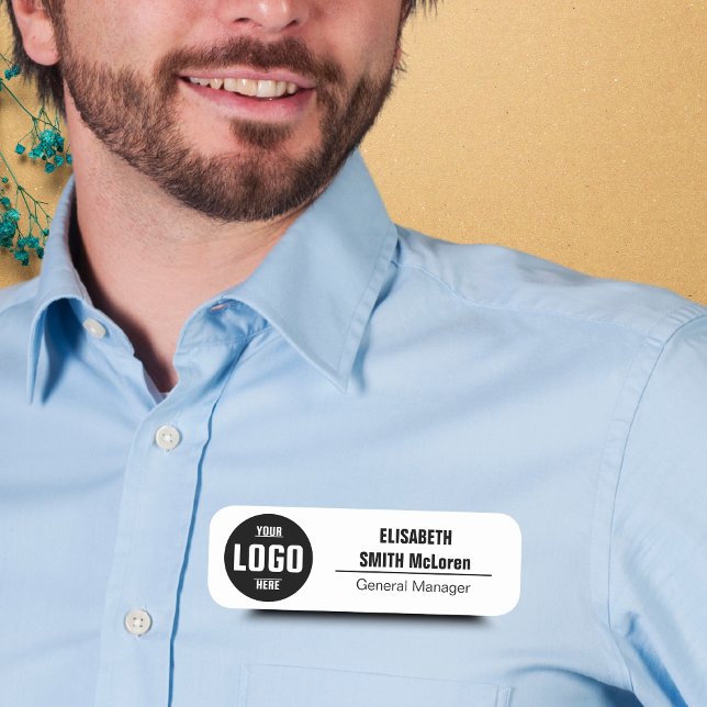 Custom Logo Magnetic Name Tag - Faux Gold Design  (Custom Logo Magnetic Name Tag - Faux Gold Design)