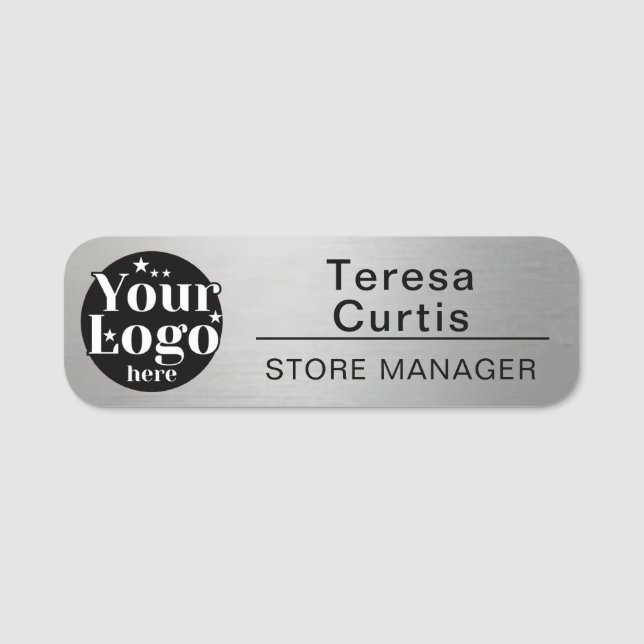 Custom Logo Magnetic / Safety Pin Employee Name  Tag (Front)