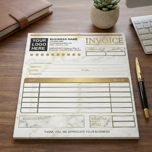 Custom Logo (Marble) Customer Sales Invoice Forms Notepad