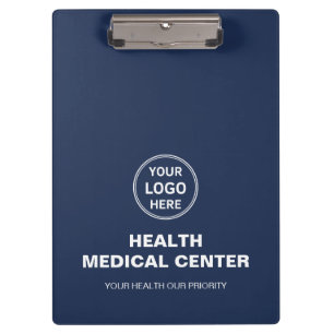 Custom Logo Medical Clinic Healthcare Navy Blue Clipboard