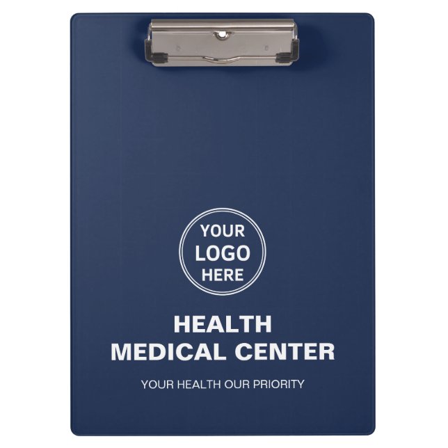 Custom Logo Medical Clinic Healthcare Navy Blue Clipboard (Front)