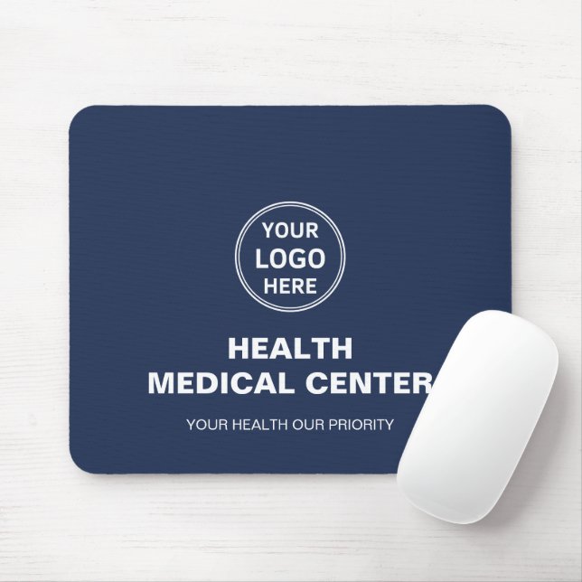 Custom Logo Medical Clinic Healthcare Navy Blue Mouse Mat (With Mouse)