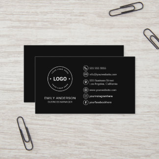 Custom Logo Minimal Black Professional Business Card