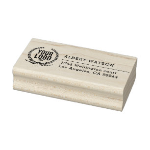 Custom Logo Minimal Business Address Rubber Stamp