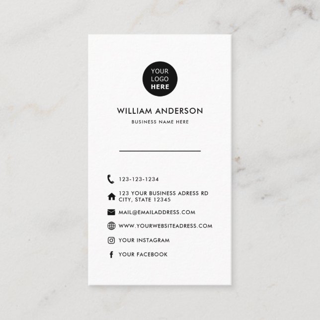 Custom Logo Minimal Modern Social Media Icons Chic Business Card (Front)