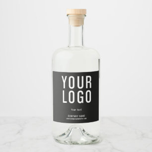 Custom Logo Minimalist Black Liquor Bottle Label