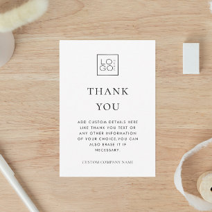 Custom Logo Minimalist Business Company Editable Thank You Card