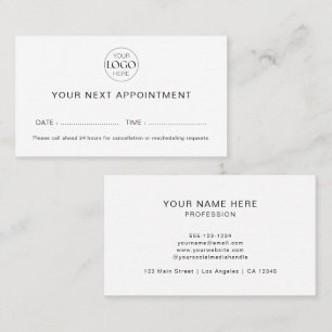 Custom Logo Minimalist Modern Business Customer Appointment Card