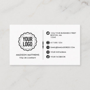 Custom Logo Minimalist Modern Social Media Icons Business Card