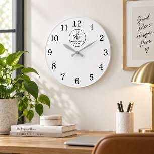 Custom Logo Minimalist Numbered Business Large Clock