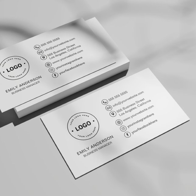 Custom Logo Minimalist Professional Business Card (Custom Logo Icons Minimalist Professional Business Card by MINTIC DESIGN STUDIO)