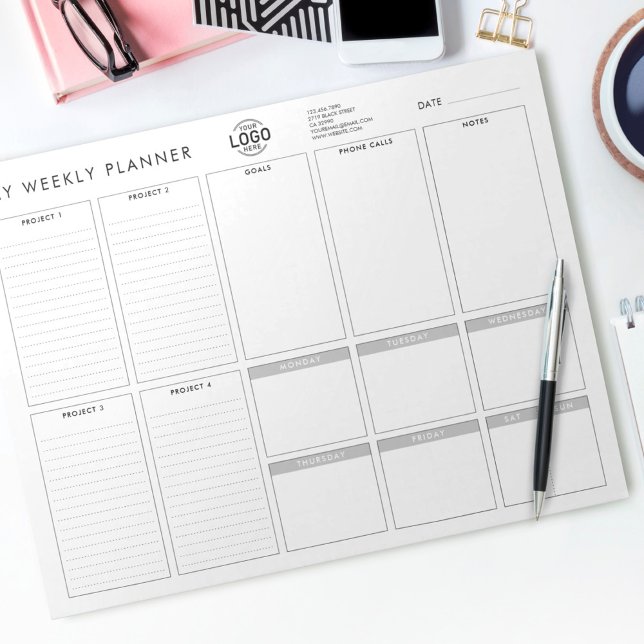 Custom Logo Minimalist Simple Undated Week Planner Notepad (Creator Uploaded)
