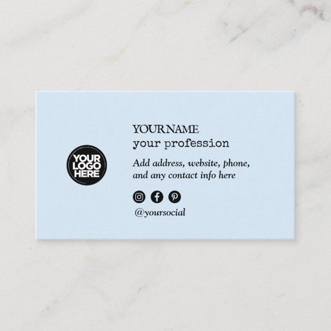 Custom Logo Minimalist Social Media Icons Business Card (Front)