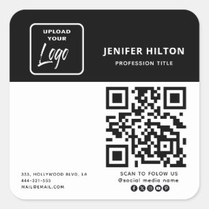 Custom logo minimalist social media icons QR code Square Sticker